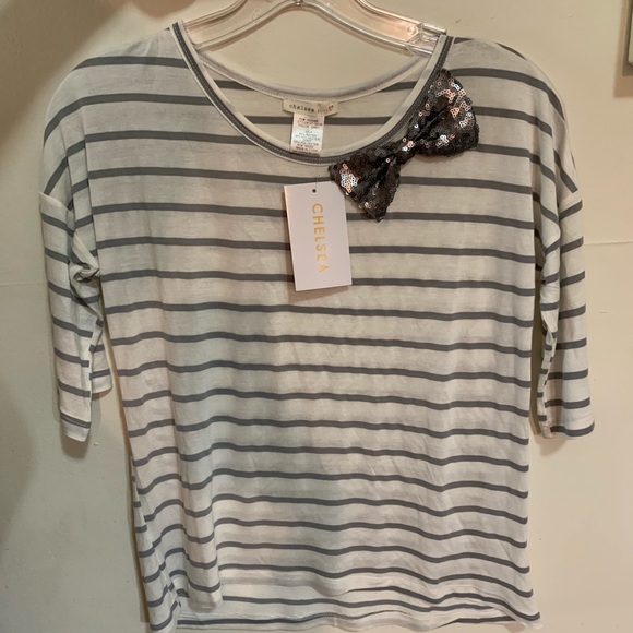 “Chelsea Girls” Girls Striped tee 3/4 Sleeve NIP☘️ - Picture 2 of 8